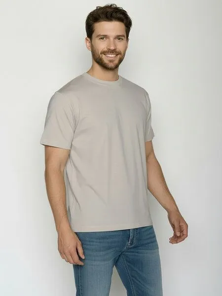 GreenBomb GREENBOMB Basic Fusion - Lässiges Oversize-T-Shirt aus Bio-Baumwolle / GOTS / Fair & Vegan, Grau (sandstone), – Produktbild 1 von 4