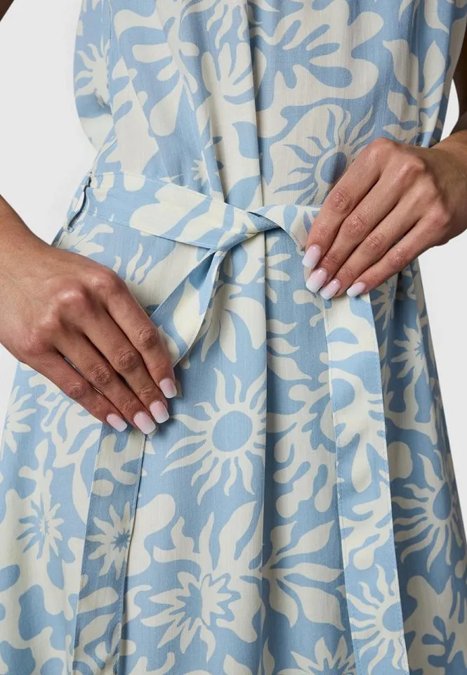 ragwear ragwear A-Linien-Kleid Angylee Print YOUMODO Leichtes Sommerkleid mit Bindegürtel, Blau, – Produktbild 4 von 5