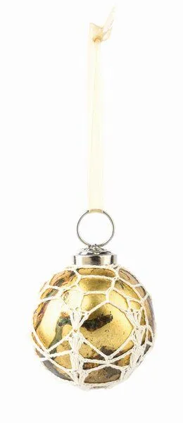 El Puente El Puente Baumkugel "Makramee" | Fair Trade & Handmade aus Indien, Gold,weiß, – Produktbild 1 von 1