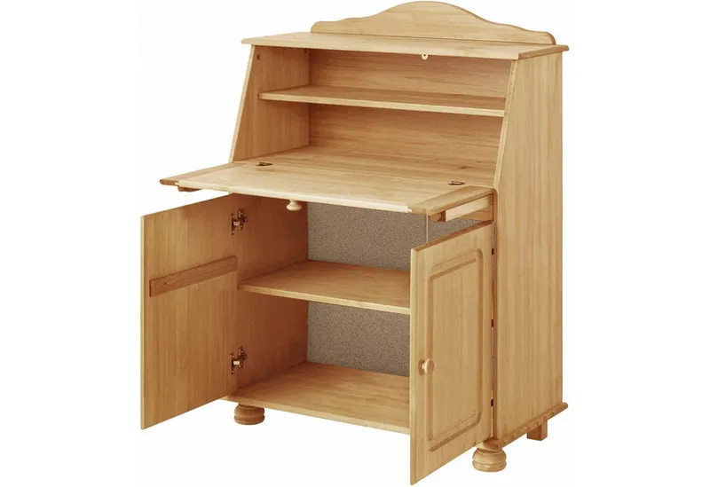 OTTO home Sekretär Mette, Schreibtisch im Landhausstil, aus Massivholz, Breite 82 cm, Beige, – Produktbild 5 von 5