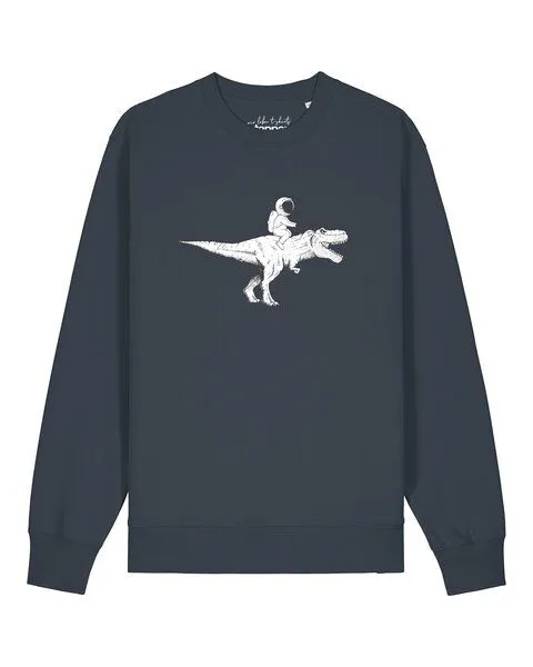 watapparel watapparel Sweatshirt Unisex Astronaut on T-Rex, India ink grey, – Produktbild 1 von 2