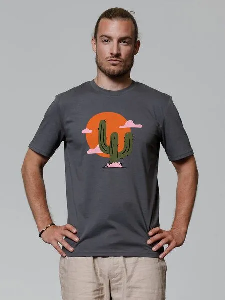 watapparel watapparel T-Shirt Unisex Kaktus im Sonnenuntergang, Anthracite, – Produktbild 1 von 3