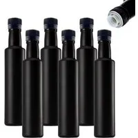 mikken mikken Ölflaschen 250 ml mit Ausgießer matt schwarz runde Dosierflasche mit Etiketten – Produktbild 1 von 1