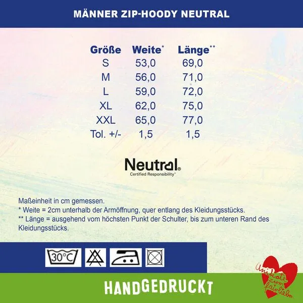 HANDGEDRUCKT HANDGEDRUCKT "Trittsiegel WaschBär" Männer Zip Hoody Neutral, Dusty purple, – Produktbild 4 von 4