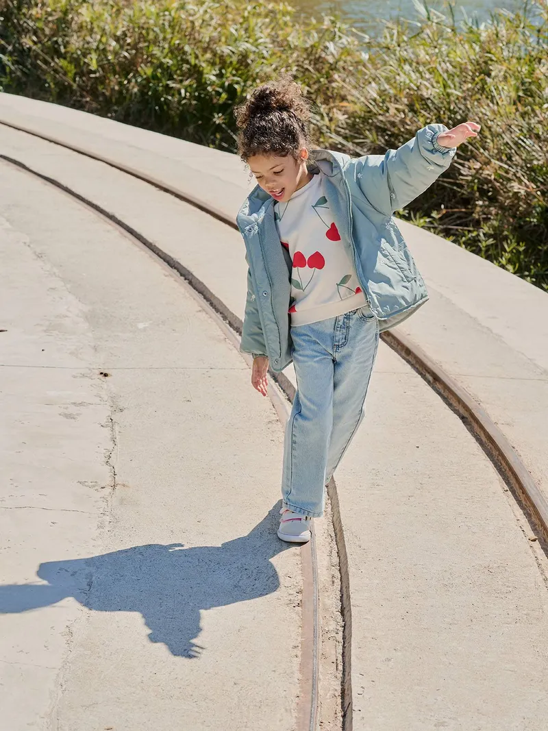 Vertbaudet Steppjacke mit Stickerei Mädchen, Graugrün, – Produktbild 4 von 4