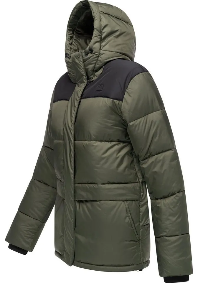 ragwear ragwear Anorak Wikesh stylische Winter Steppjacke mit Colourblocking, Grün, – Produktbild 3 von 4
