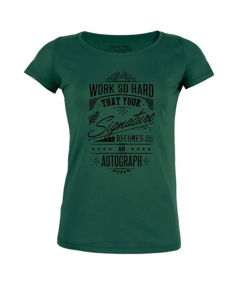 Human Family Human Family T-Shirt - Damen - Amorous "Work Hard" - dark green – Produktbild 1 von 2