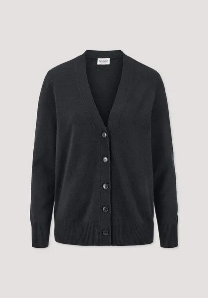 hessnatur hessnatur Strickjacke Relaxed aus Bio-Schurwolle mit Cashmere, Schwarz, – Produktbild 4 von 4