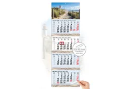 TOBJA Wandkalender 4 Monatskalender 2027 Nordsee Leuchtturm Strand 32x95,5 maritim FSC, Leuchtturm-Motiv, maritim, 32x95,5 cm, Datumsschieber, Metallöse – Produktbild 1 von 1