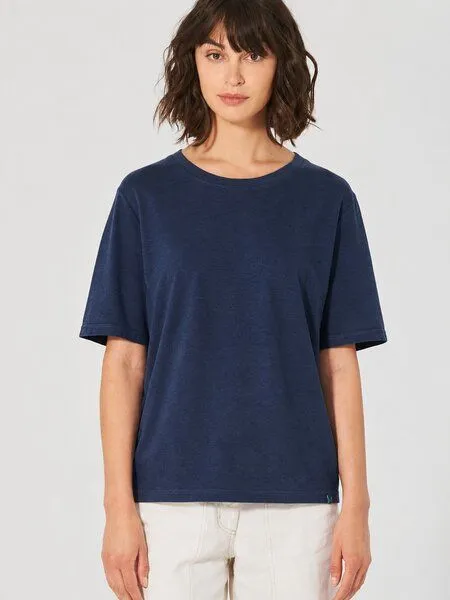 HempAge Hempage Damen T-Shirt Hanf/Bio-Baumwolle, Navy (blau), – Produktbild 2 von 4