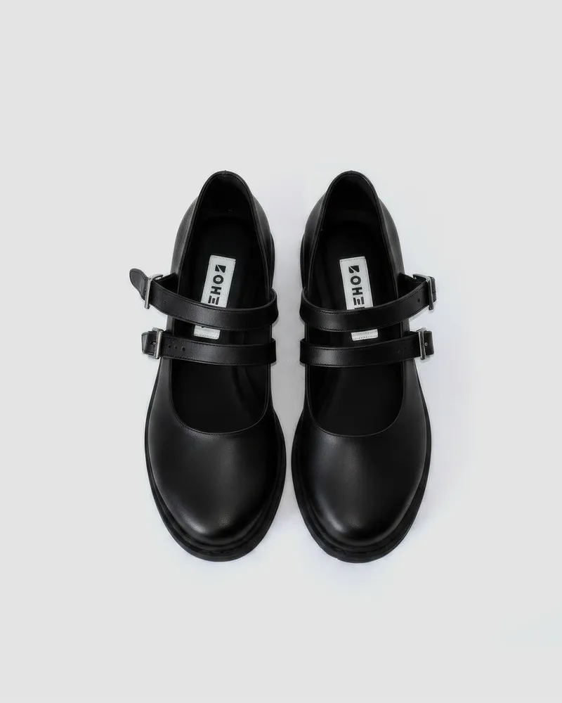 BOHEMA BOHEMA Damen vegan Ballerinas Mary Jane Twin Schwarz, Schwarz, – Produktbild 1 von 2