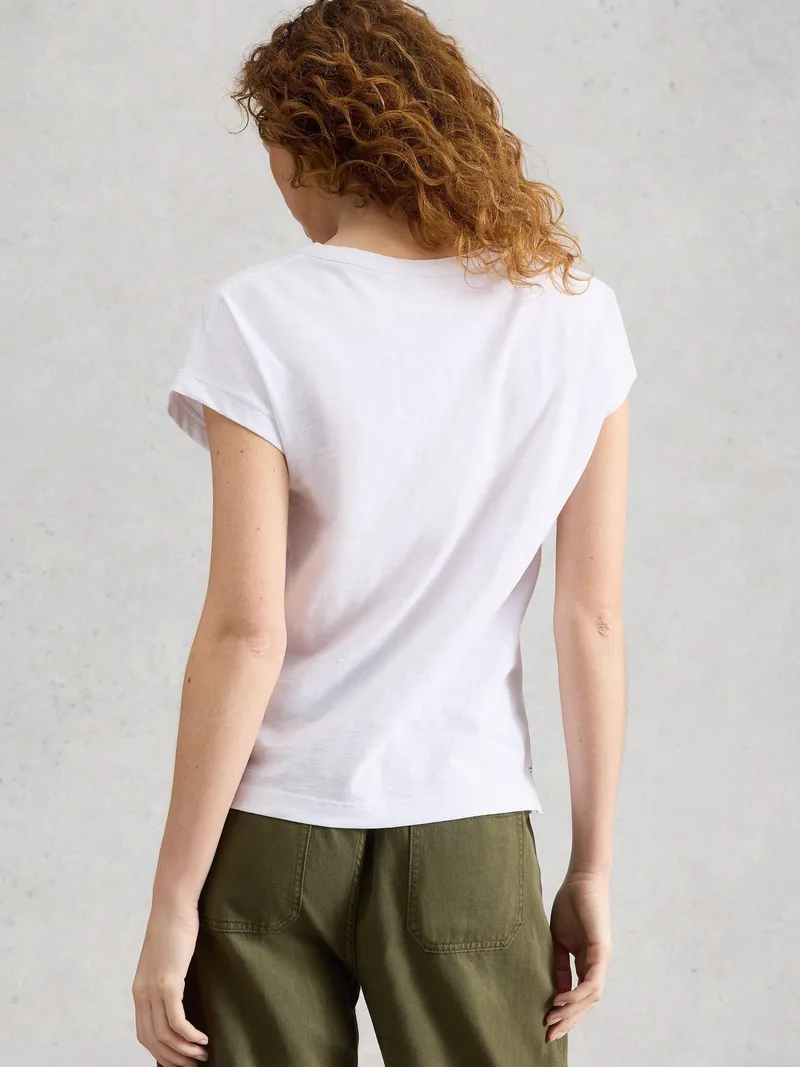 White Stuff T-Shirt Nina mit Keilausschnitt - 40, Reines weiß, – Produktbild 4 von 4
