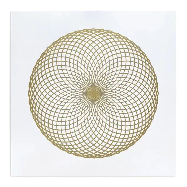 Veskor Cassiopeia Veskor Cassiopeia LOTUS DES LEBENS Heilige Geometrie Linoldruck | 50 × 50 cm | Gold auf Weiß – Produktbild 1 von 4