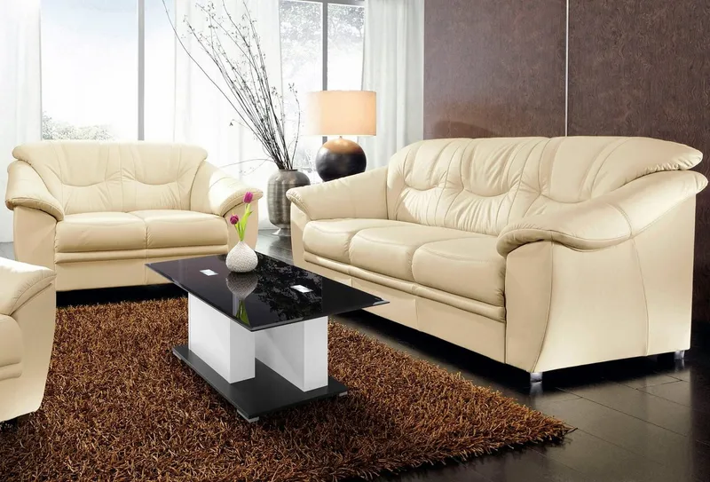 sit&more Polstergarnitur Savona, Set: 2- & 3er-Sofa, B: 148 bzw. 198 cm, Federkern-Polsterung, komfortable Sitzhöhe 46 cm, frei im Raum stellbar, stilvolles Design, Weiß, – Produktbild 1 von 5