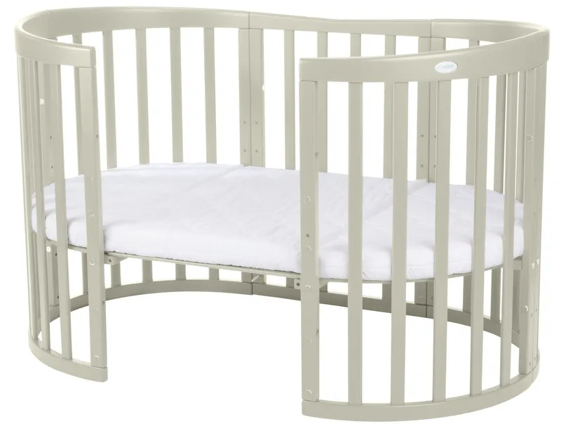 Waldin Waldin Babybett Oval 7in1 mitwachsend, Beistellbett, Matratze, Rollen, Grün, – Produktbild 1 von 5