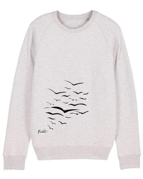 Human Family Human Family Bio Herren Sweatshirt "Practice - Free Birds" in 5 Farben, Hellgrau-meliert, – Produktbild 2 von 4