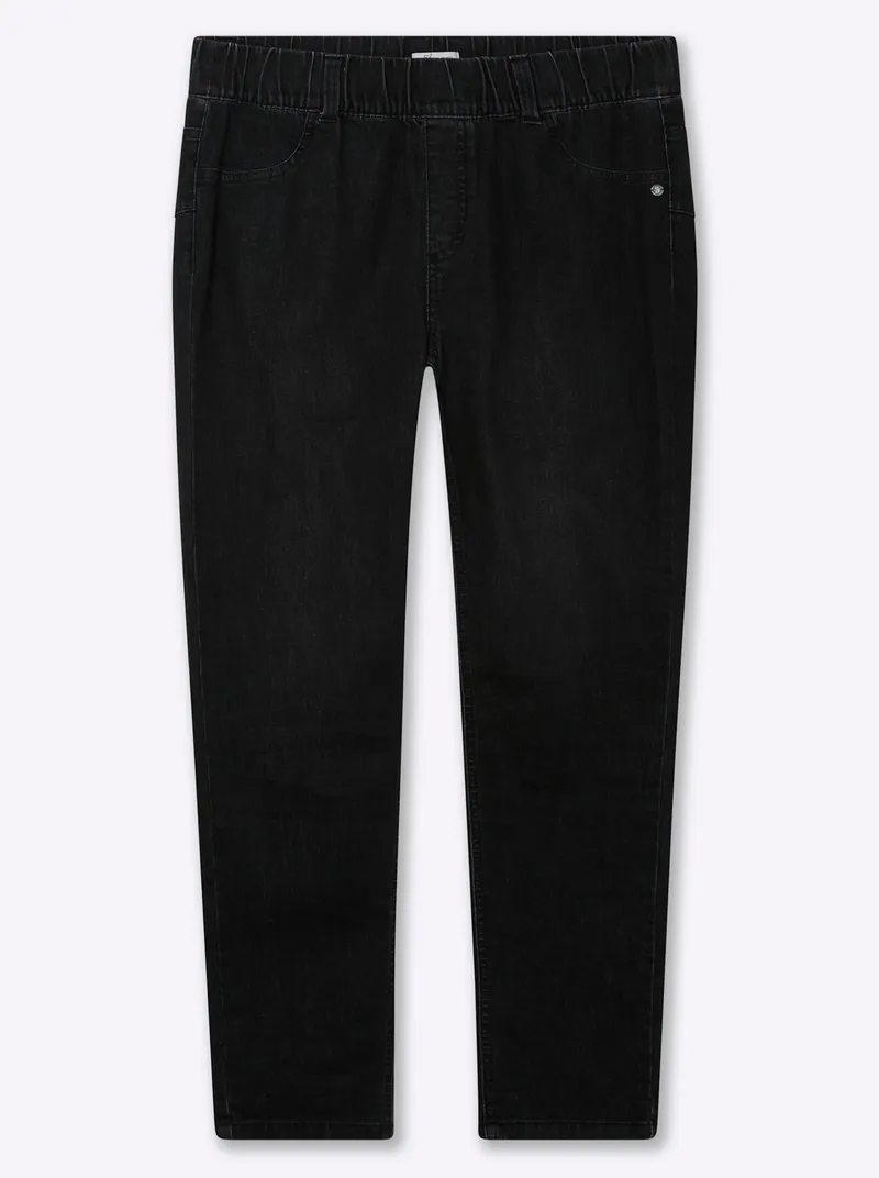 sheego Schlupfjeans black denim, Black denim, – Produktbild 1 von 3