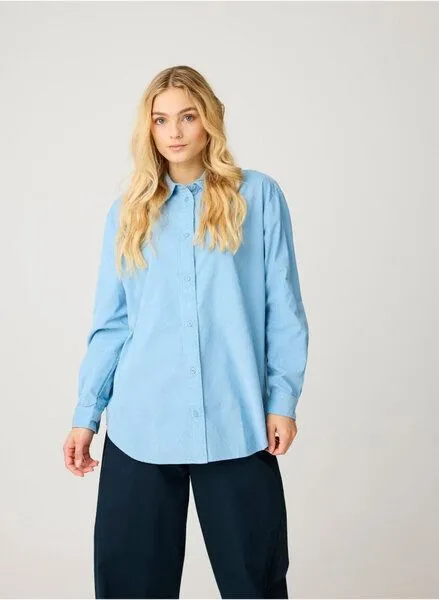 KnowledgeCotton Apparel KnowledgeCotton Apparel Lockeres Cordhemd VEGA aus Bio-Baumwolle, Blau-glacier-lake, – Produktbild 2 von 4