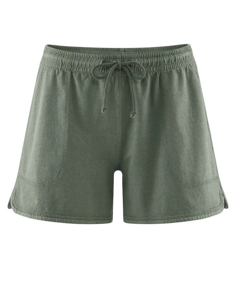 HempAge Hempage Damen vegan Shorts Aus Piqué Jersey Moosgrün, Grün, – Produktbild 1 von 2