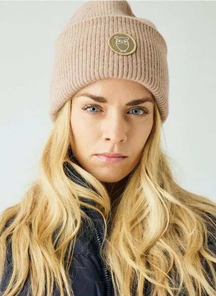 KnowledgeCotton Apparel KnowledgeCotton Apparel Woll-Mütze - Rib Beanie - aus 100% Merino Wolle, Natur (nature-melange), – Produktbild 3 von 4