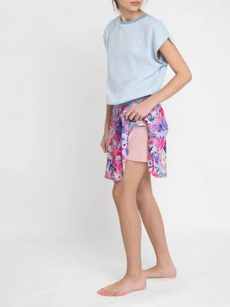 Babbily Babbily Skort Mädchen mit Bewegungsfreiheit | integrierte Shorts, weicher Bund | Bio & Ecovero, Rosa, – Produktbild 1 von 4