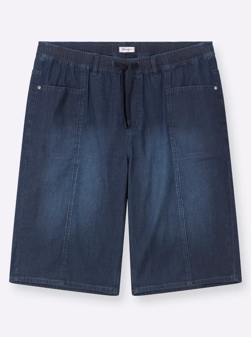 sheego Jeansbermudas, Dark blue, – Produktbild 1 von 2