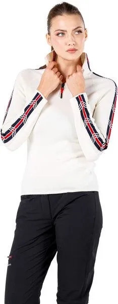 Woolona Woolona Merino Pullover Damen - ASYA - 100% Merinowolle 1/4 (Zip), Cremeweiß, – Produktbild 2 von 4
