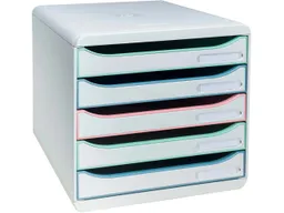 Exacompta Exacompta Schubladenbox "Big Box AutentiK" DIN A4+, 5 Schubladen fbg sort., Korpus weiß – Produktbild 1 von 1