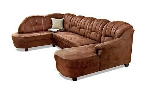 Home affaire Wohnlandschaft Budapest, viel Platz, Breite 288cm, zeitlos und elegant, U-Form, wahlweise mit Bettfunktion, Braun, – Produktbild 2 von 5