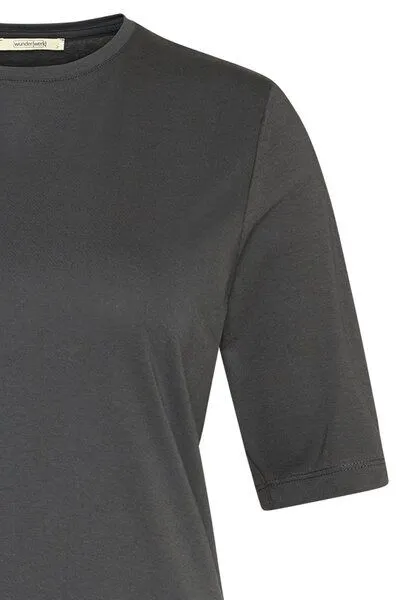 Wunderwerk Wunderwerk Damen T-Shirt aus Biobaumwolle und Modal "Metro core crew tee 1/2", Dunkelgrau (basalt 388), – Produktbild 4 von 4