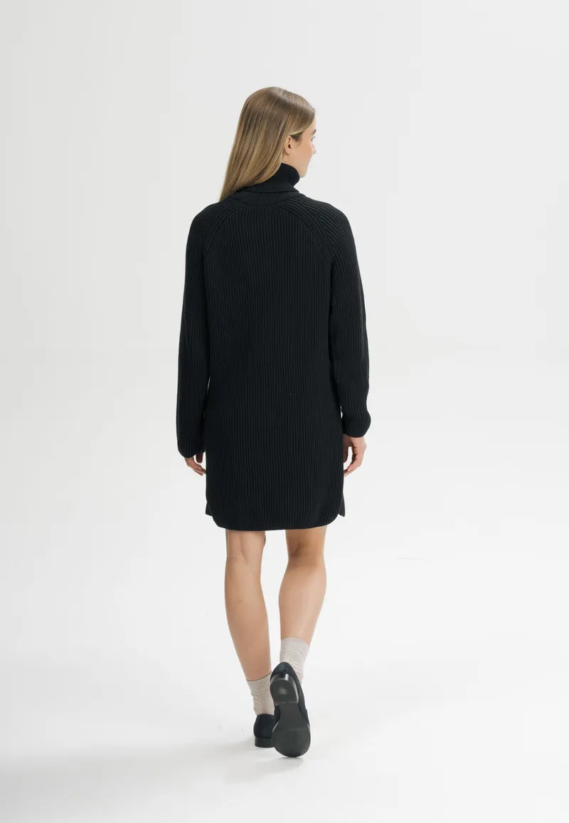 MELA MELA Damen vegan Kleid Aus Rippstrick Mit Rollkragen Von Arunika, Schwarz, Schwarz, – Produktbild 1 von 1