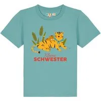 watabout kids watabout.kids T-Shirt Kinder Tiger Kleine Schwester, Teal monstera, – Produktbild 1 von 1