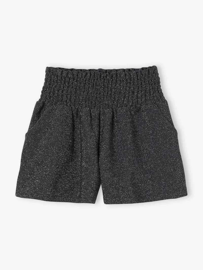 Vertbaudet Mädchen Shorts in Metallic-Optik, Anthrazit, – Produktbild 1 von 3