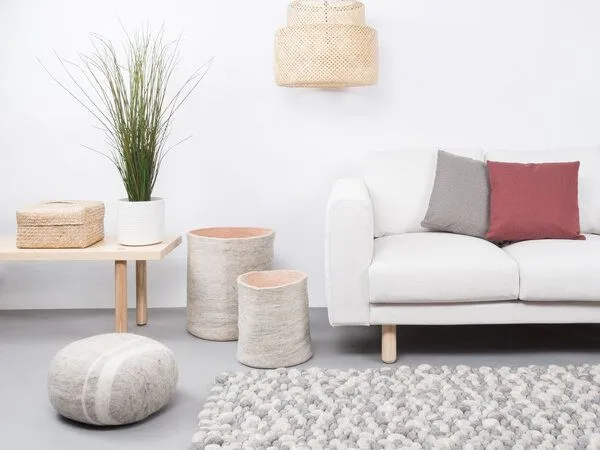 myfelt myfelt Filzkugelteppich rechteckig, 100% Schurwolle, Steinoptik hell (ernie), – Produktbild 1 von 4
