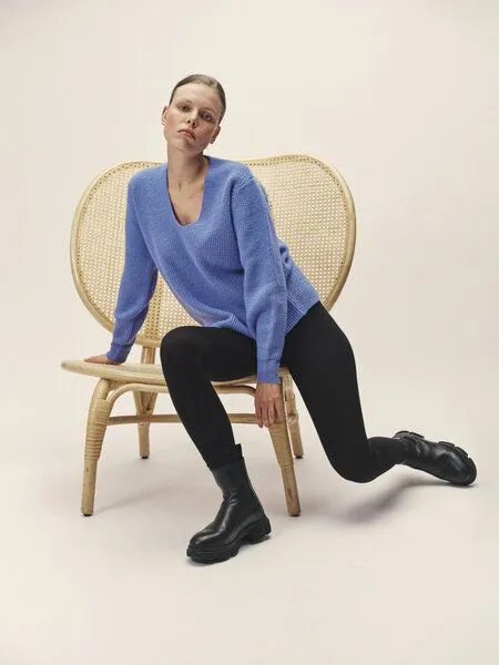 WOTE WOTE Strick Pullover aus nachhaltiger Merino Wolle, Blau, – Produktbild 1 von 3