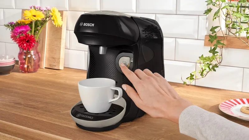 Tassimo Tassimo Kapselmaschine Tassimo happy friendly TAS109E, über 70 Getränke, platzsparend, geeignet für alle Tassen, Wassertank 0,7 L, Schwarz, – Produktbild 1 von 5