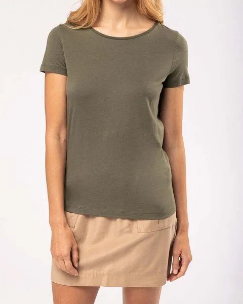 YTWOO YTWOO Damen Modal-T-Shirt, Khaki, – Produktbild 1 von 3