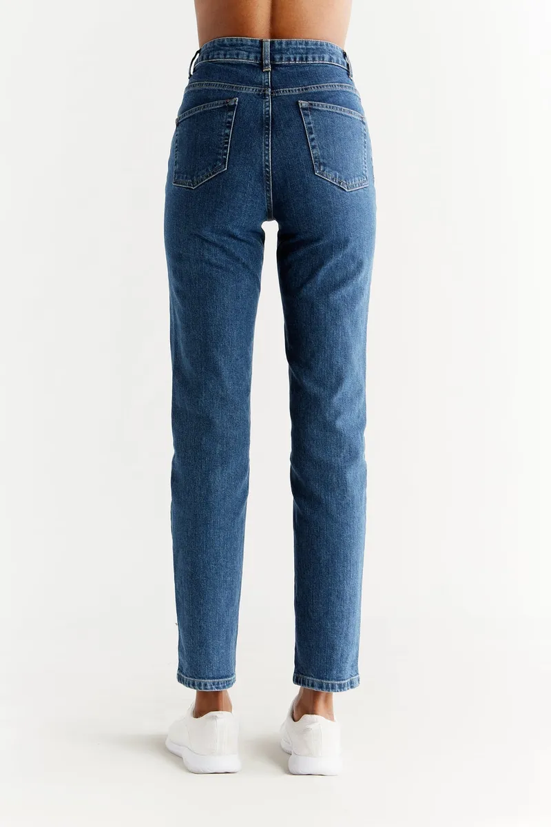 Evermind Evermind Damen vegan Jeans Regular Fit Lapis Blau, Dunkelblau, – Produktbild 1 von 2