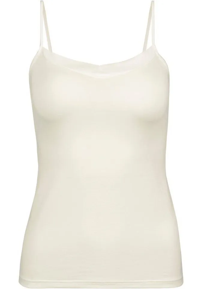 CALIDA CALIDA Spaghettitop Cate Satin-Einsatz, Single Jersey Qualität, elastisch, weich, feminin, Weiß, – Produktbild 2 von 5
