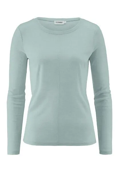 hessnatur hessnatur Longsleeve Slim aus Bio-Schurwolle und TENCEL Lyocell, Polargrün, – Produktbild 3 von 4