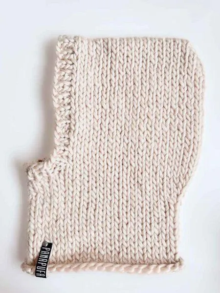 PANAPUFA PANAPUFA Handgestrickte Balaclava Kapuze – 100 % Merinowolle, Natural weiß, – Produktbild 2 von 2