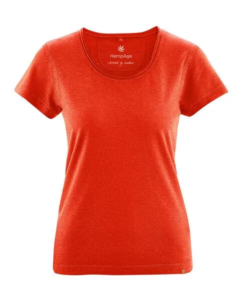 HempAge HempAge Damen T-Shirt mit Rollsaum Hanf/Bio-Baumwolle, Magna(rot), – Produktbild 1 von 3