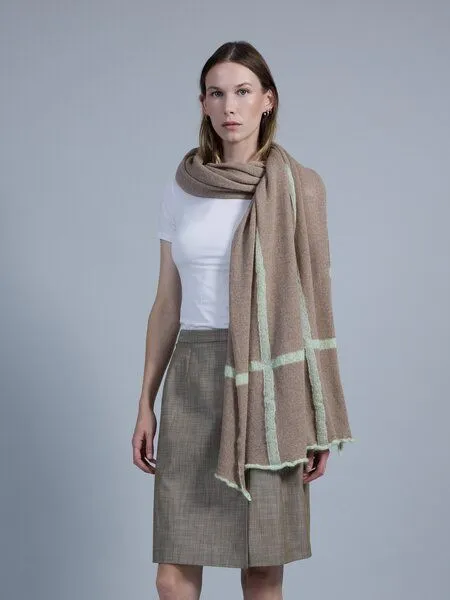 Susan's Fashion Susan's Fashion beige-brauner Merinowollschal Theresa, Beige, – Produktbild 3 von 4