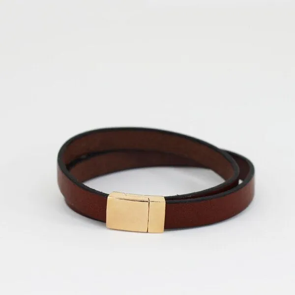 Mitienda Shop Mitienda Shop Lederarmband mit Magnetverschluss Unisex, Hellbraun-rose, – Produktbild 1 von 2