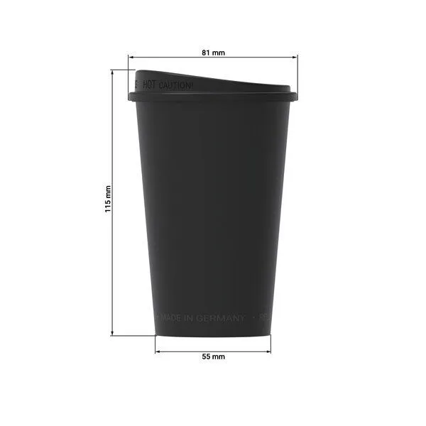 REuse REuse Kaffeebecher to go, Schlichtes schwarz, – Produktbild 2 von 4