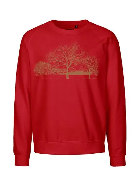 Peaces.bio - handbedruckte Biomode Peaces.bio - handbedruckte Biomode Sweatshirt Landscape Unisex, Rot, – Produktbild 1 von 2