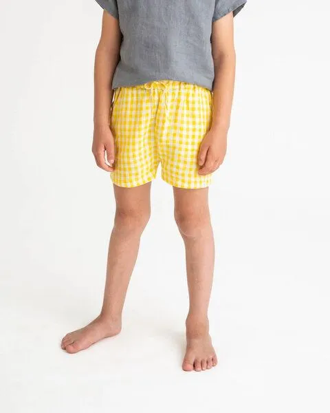 MATONA Matona Klassische kurze Hose für Kinder aus Leinen / Classic Shorts, Yellow gingham, – Produktbild 1 von 4
