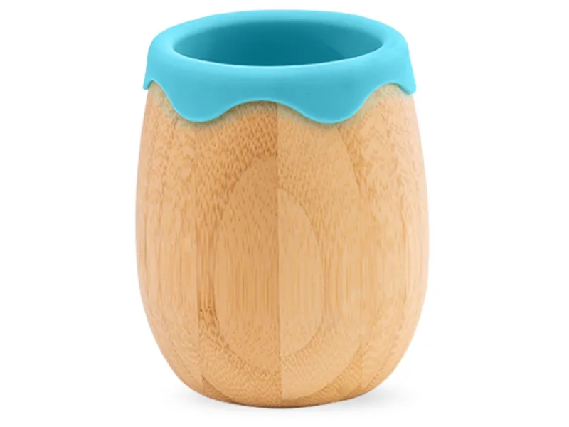Bambuskind Bambuskind Kindergeschirr Becher, aus Bambus Maße 9 x 6 cm, Natur, blau, – Produktbild 1 von 2