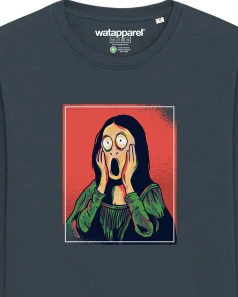 watapparel watapparel Sweatshirt Unisex Mona Lisa Scream, India ink grey, – Produktbild 3 von 3