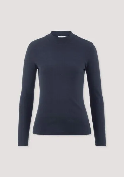 hessnatur hessnatur Rib Longsleeve Slim aus Bio-Baumwolle, Marine, – Produktbild 4 von 4